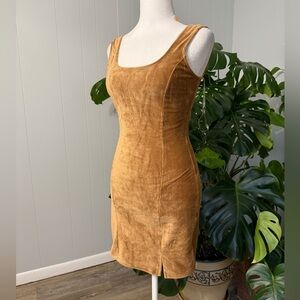 Elegant Tan Super soft & stretch (corduroy look) mini Dress size S